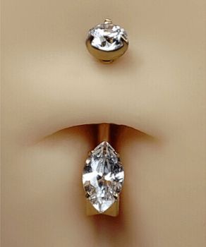 Kolczyk do pępka Banan Markiza z Kryształem – Tytan G23brnyZłoty PVD  DIA-PBT010-GG-1,610 ..jpg